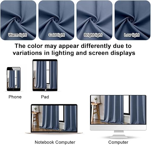Miniatura 113 de Gwine Cortinas opacas para sala de estar de 63 pulgadas de largo, con aislamiento térmico, cortinas opacas para decoración de dormitorio con Azul