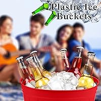 Vista 7 de Ice Buckets for Parties, 4.5 Liter Plastic Oval Beverage Tub with Handles Large Drink Bucket Bulk for Champagne Beer Wine Cocktails Cooler Christmas
