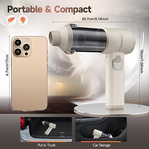 Miniatura 7 de Aspiradora de coche, aspiradora de mano inalámbrica con motor sin escobillas, aspiradora recargable de alta potencia de succión de 20000 PA y