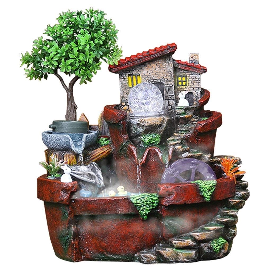 Zlw-shopHome Office Decoration Creative Desktop Fountain Resin Rockery Fountain Fountain and Humidifier Home Indoor Water Landscape Micro Landscape Indoor Fountain
