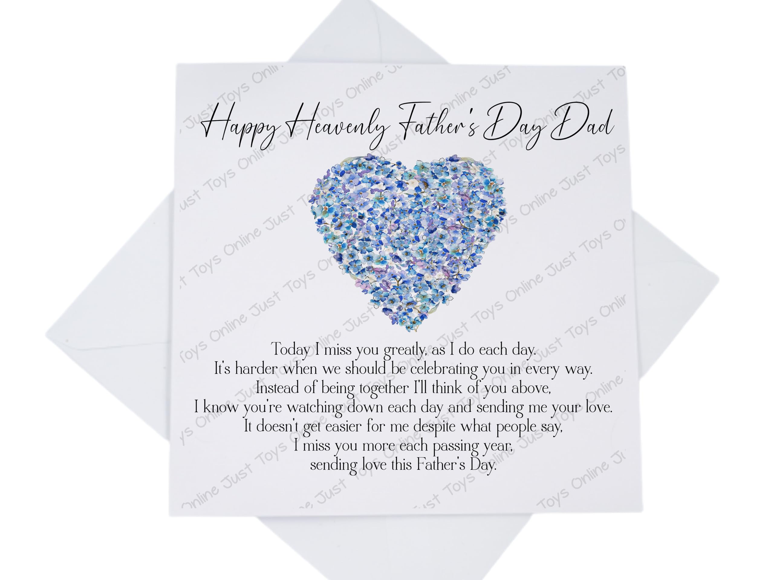 Happy Heavenly Father's Day Card, Graveside Memorial Card for Dad on Fathers Day, Forget Me Not Heart