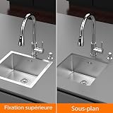 Ibergrif M84040 Stainless Steel Kitchen Sink, 40 x 40cm, Undermount and Topmount Single Bowl Kitchen Sink with Drainer Fittings, Silver - 3
