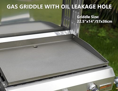Miniatura 10 de Onlyfire - Plancha de gas con tapa plana con tapa, plancha de gas propano de acero inoxidable de 3 quemadores, plancha portátil de 24 pulgadas para