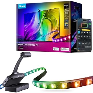 Govee TV Backlight 3 Pro with HDR Triple Camera, 16.4ft 5-in-1 RGBWWIC LED Strip Lights That Change with 75-85 Inch TVs, 75LEDs/m, Supports AI Filter, Smart App and Voice Control, DreamView Sync - Amazon product rated Grade A