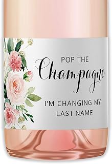 POP the Champagne I’m Changing My Last Name Labels ● SET of 12 ● Bachelorette Party Bridal Shower Bride Squad Mini Champagne Bottle Labels Wine Label Alternative to cards shirts (Blush Floral)