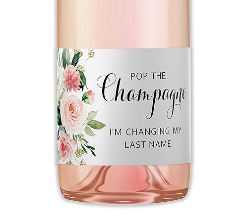 Miniatura 7 de POP the Champagne Im Changing My Last Name Labels  SET of 12  Bachelorette Party Bridal Shower Bride Squad Mini Champagne Bottle Labels Wine Label