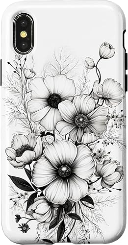 Miniatura 7 de Funda para iPhone 13 Flowers Design Black and White Floral para mujer
