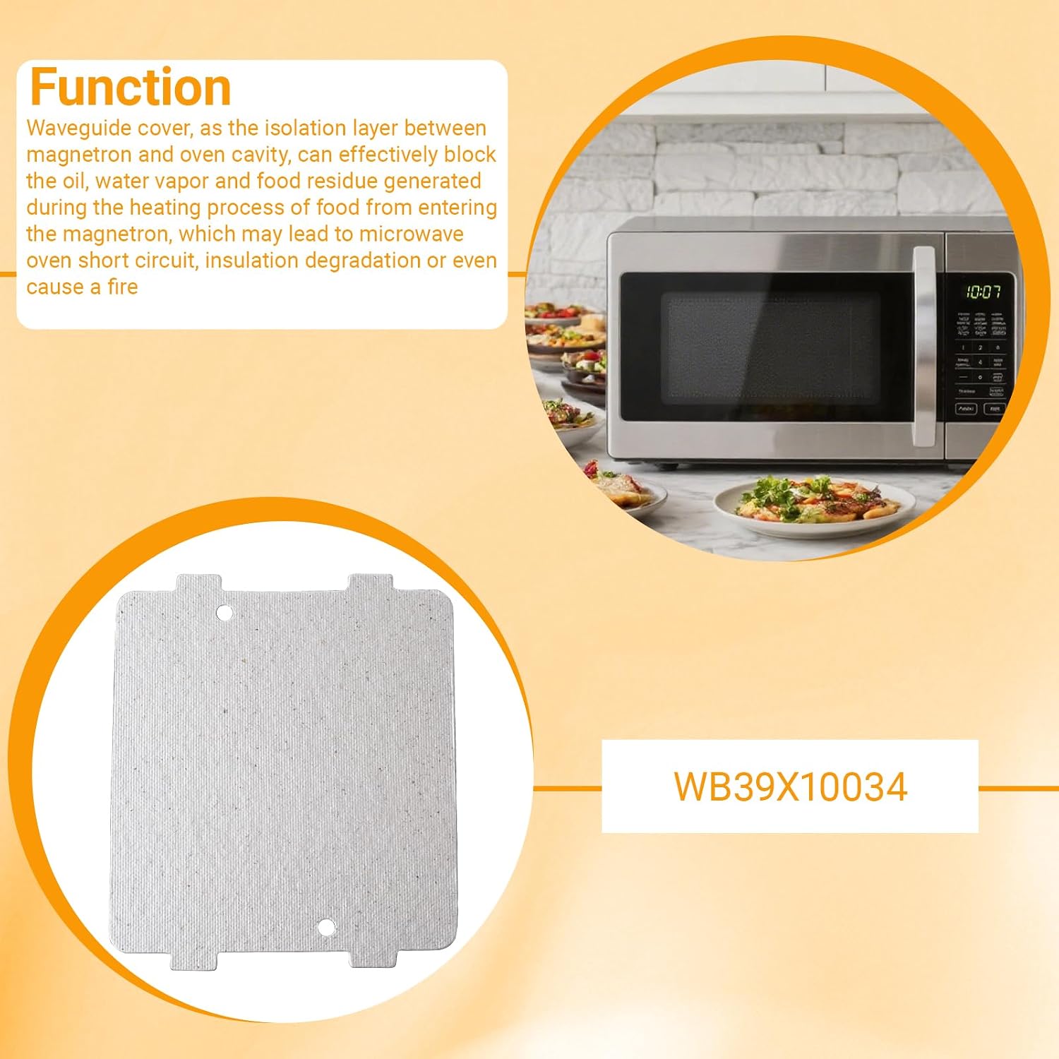 WB39X10034 262100100006 Microwave Waveguide Cover (2-Pack) for GE Microwave