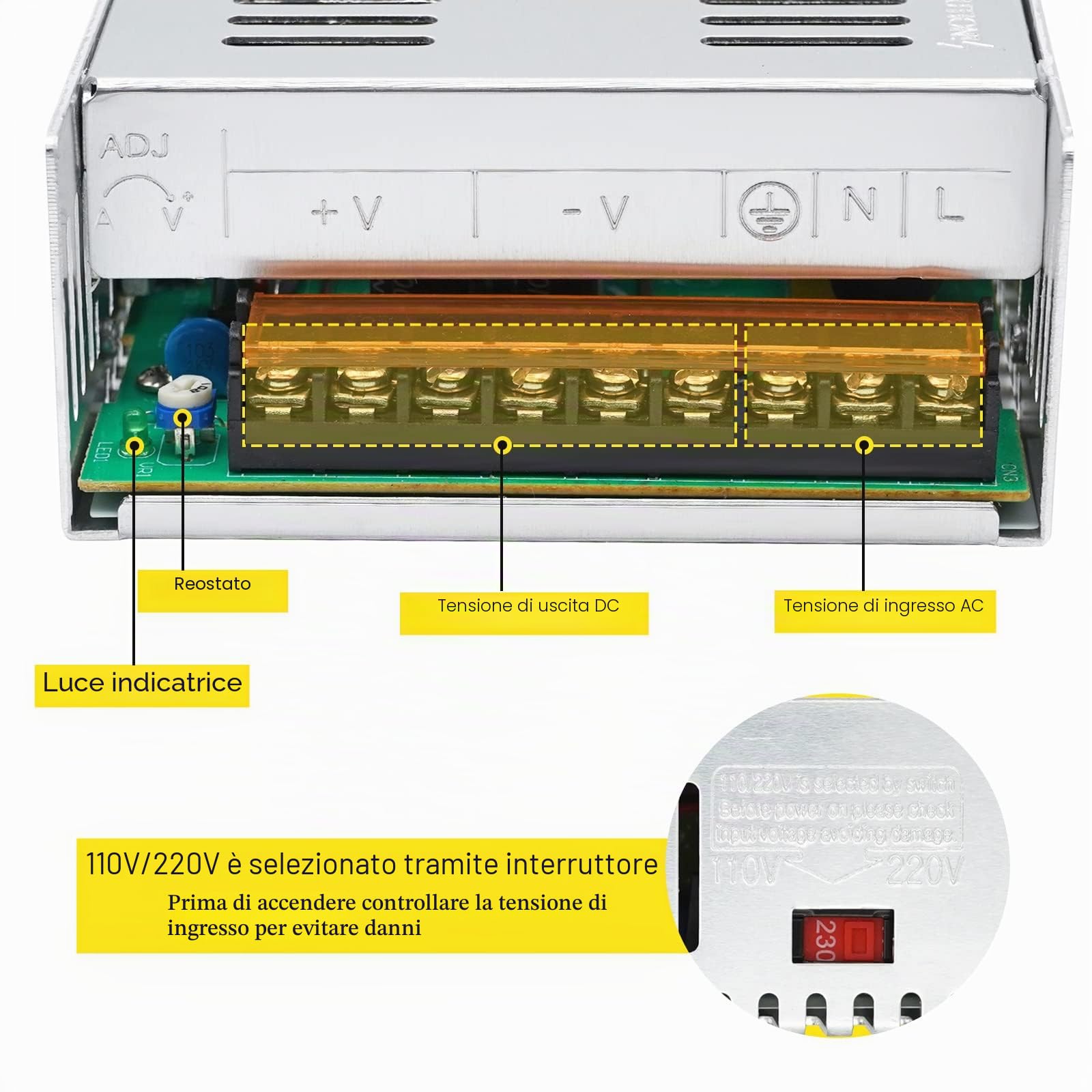 DC 12V 50A 600W Alimentazione AC 110V/220V Alimentatore di commutazione Convertitore universale Trasformatore di monitoraggio alimentatore per stampante 3D CCTV Radio Luci di striscia LED