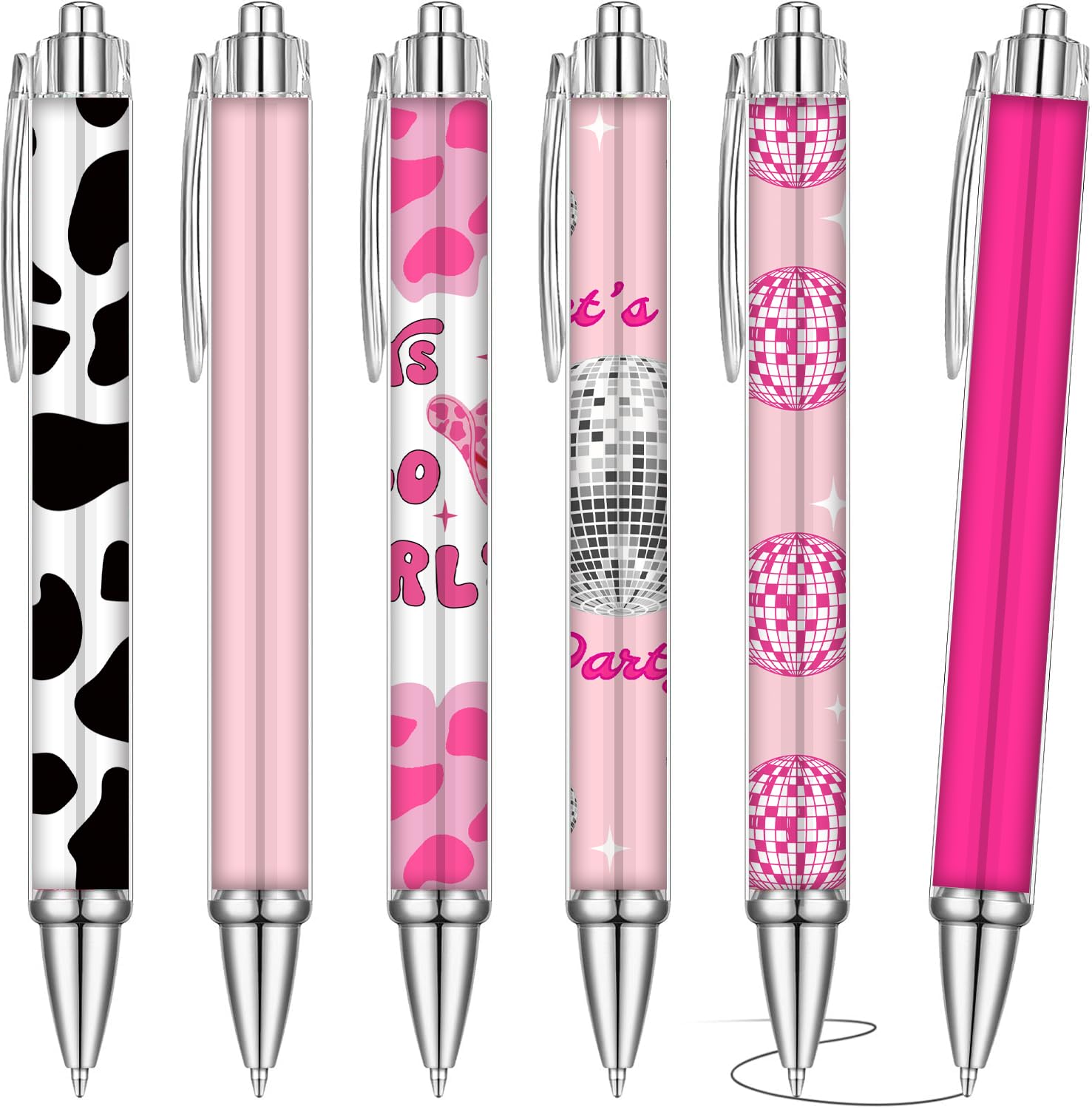 36 Pcs Western Cowgirl Pens Bulk Cow Print Pen Party Favors Cowgirls Birthday Parties Decorations Pink Disco Decor for Girl Birthday's Bachelorette 80s 90s Disco rodeo Shower gathering Decoration
