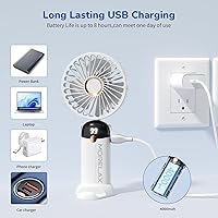 Vista 3 de Portable Handheld Mini Fan, USB Rechargeable Fodable Personal Fans, 5 IN 1Cooling Table Fan, 4000mAh, 90 Adjustable, 6 Speed Strong Wind, Travel