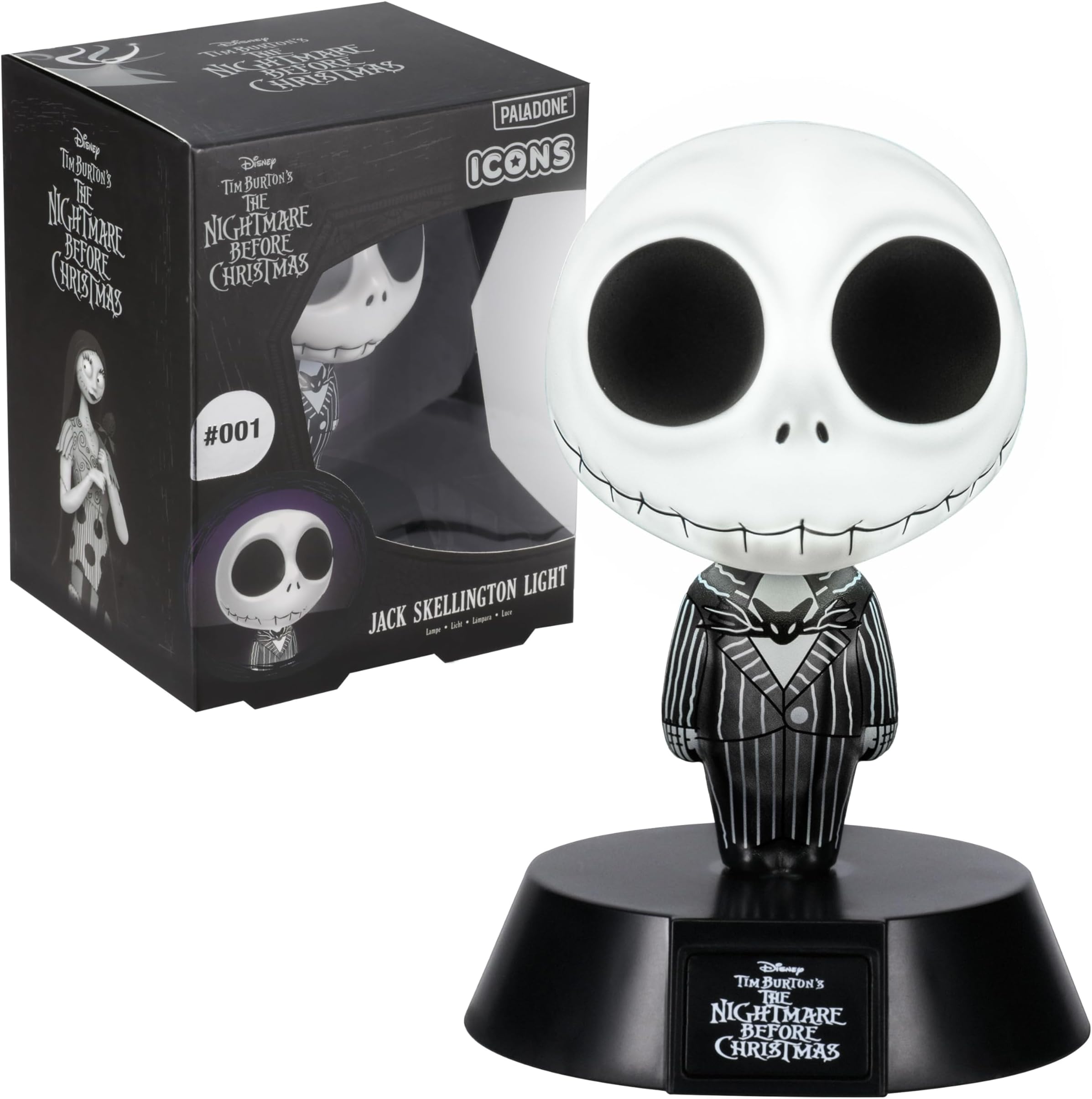 Jack Skellington Icon Light - Officially Licensed Nightmare Before Christmas Merchandise, Collectible Gift for Film Fans, Spooky Halloween Decor, Battery Powered, (10 cm)