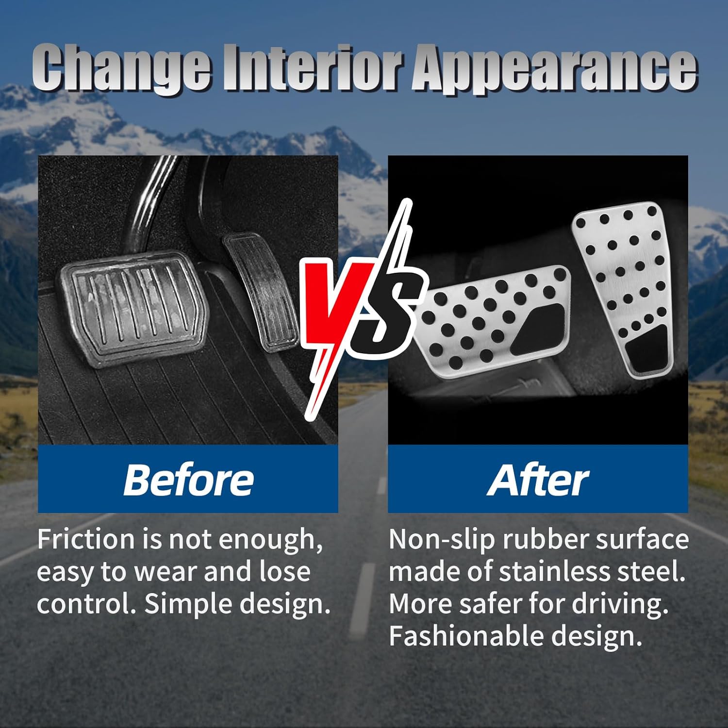 3PCS Gas Pedal Brake Pedal Cover Clutch Pedal for Dodge Ram 2011-2018 1500 2500 3500, Anti-Slip Aluminum Alloy Foot Pedal Pads Kit - Image 5