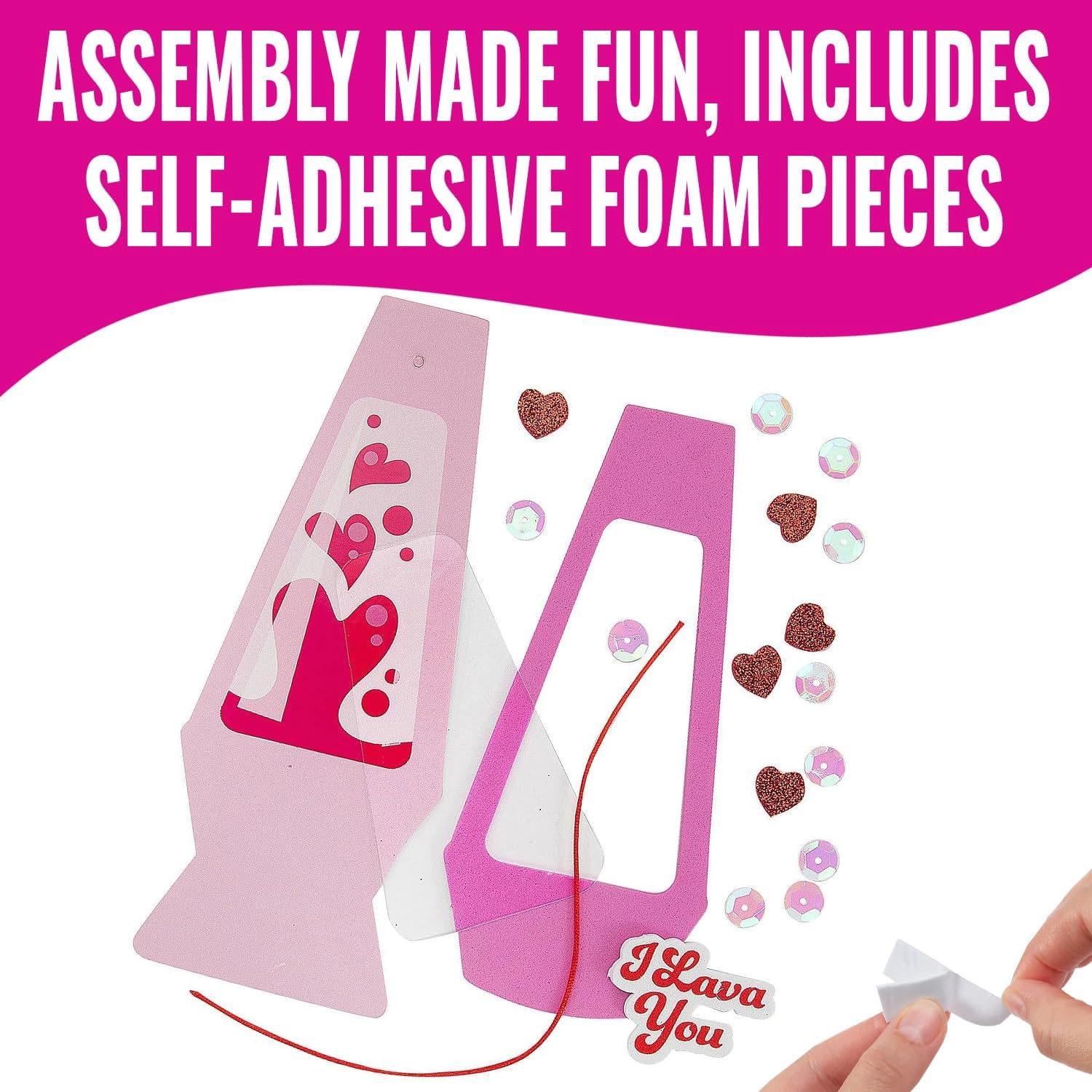 Valentine Pink Lava Lamp Acetate Craft Kit – 12 Sets - Perfect Classroom Activities for Valentine Party Fun image 2
