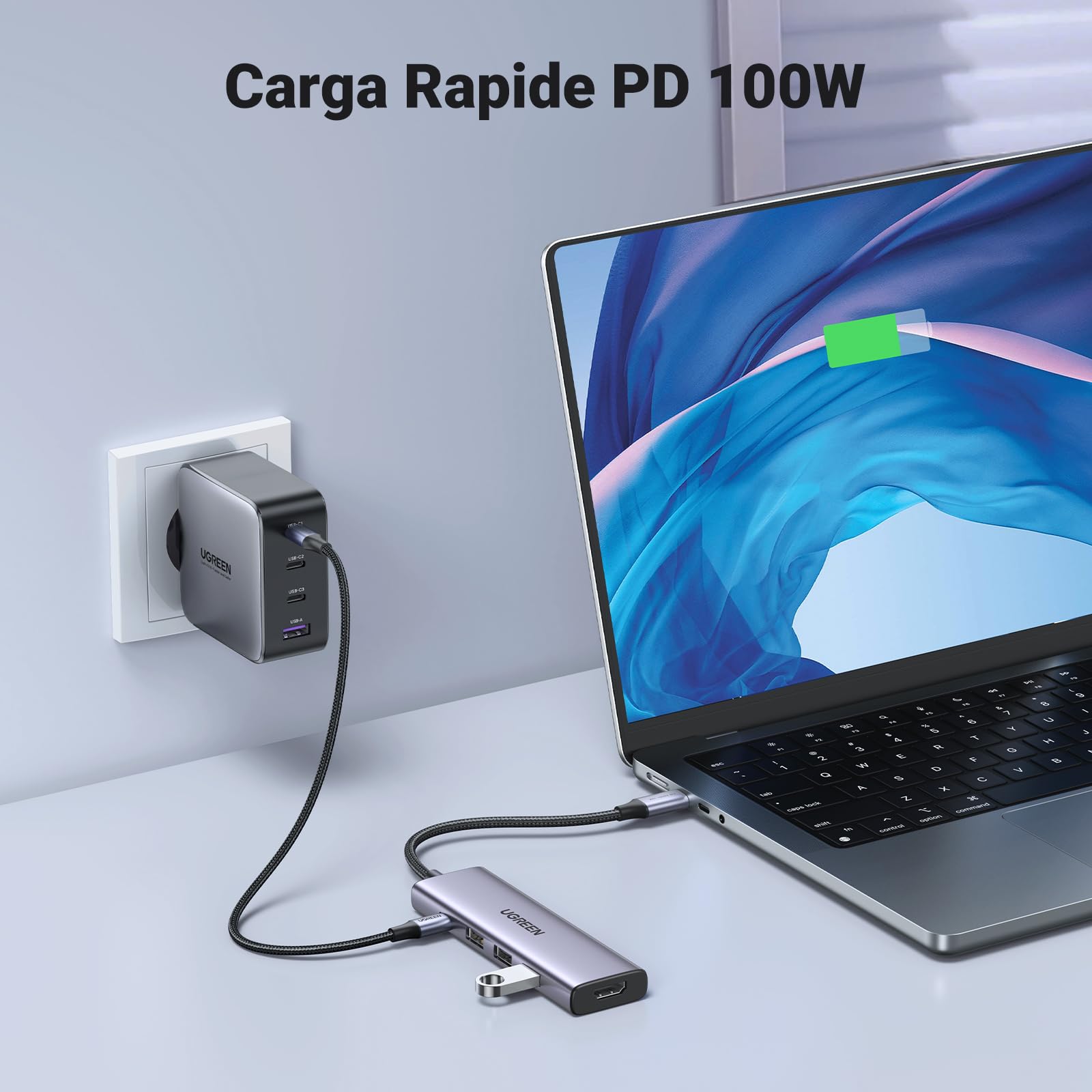 Adaptateur USB-C 5-en-1 - Hub Avec HDMI 4K@60Hz, 3 Ports USB 3.0 & PD 100W - Aluminium
