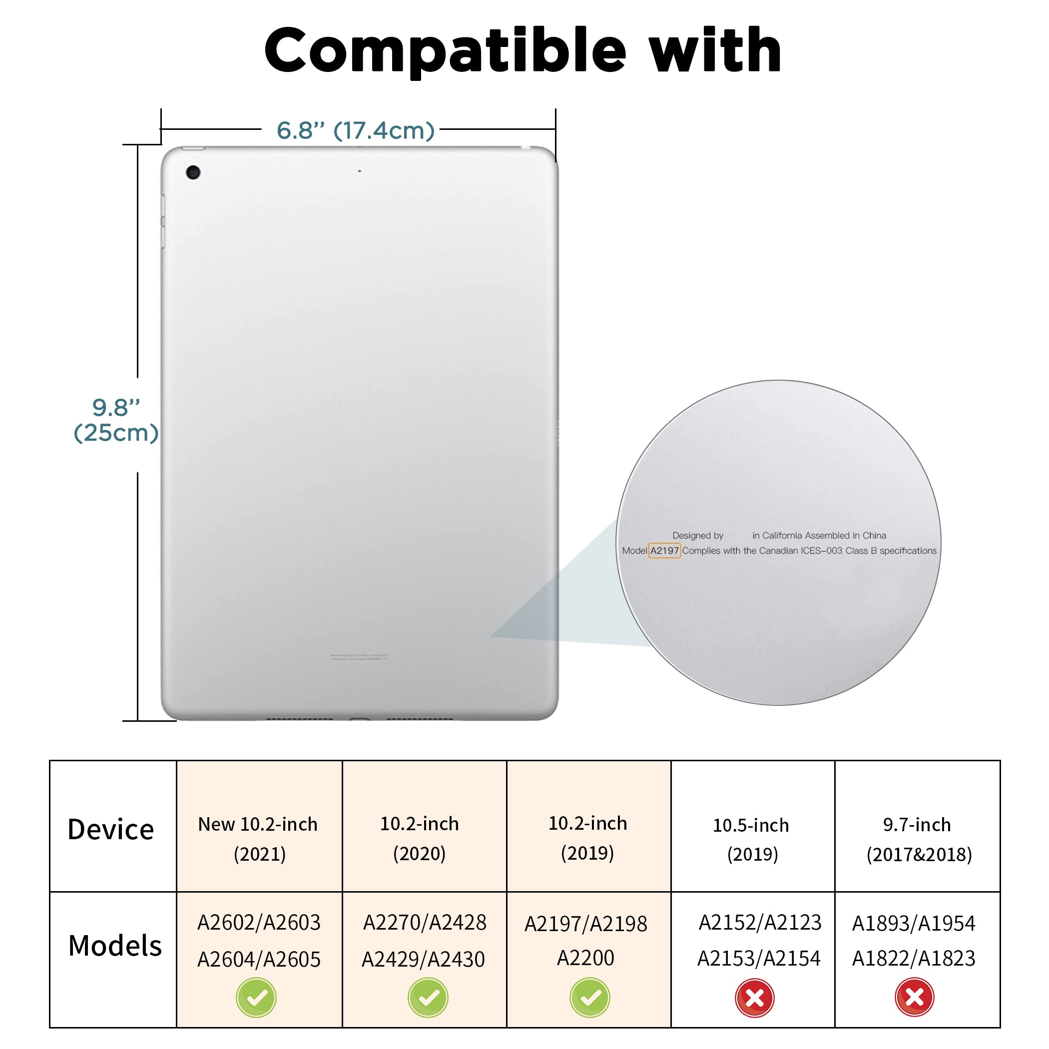 CACOE Cover Custodia Compatibile con iPad 8a Generazione 2020/iPad 7a Gen 2019, Leggero Cover Protettivo Supporto Pieghevole con Pencil Holder per iPad 10.2, Auto Sveglia/Sonno,Mare Blu