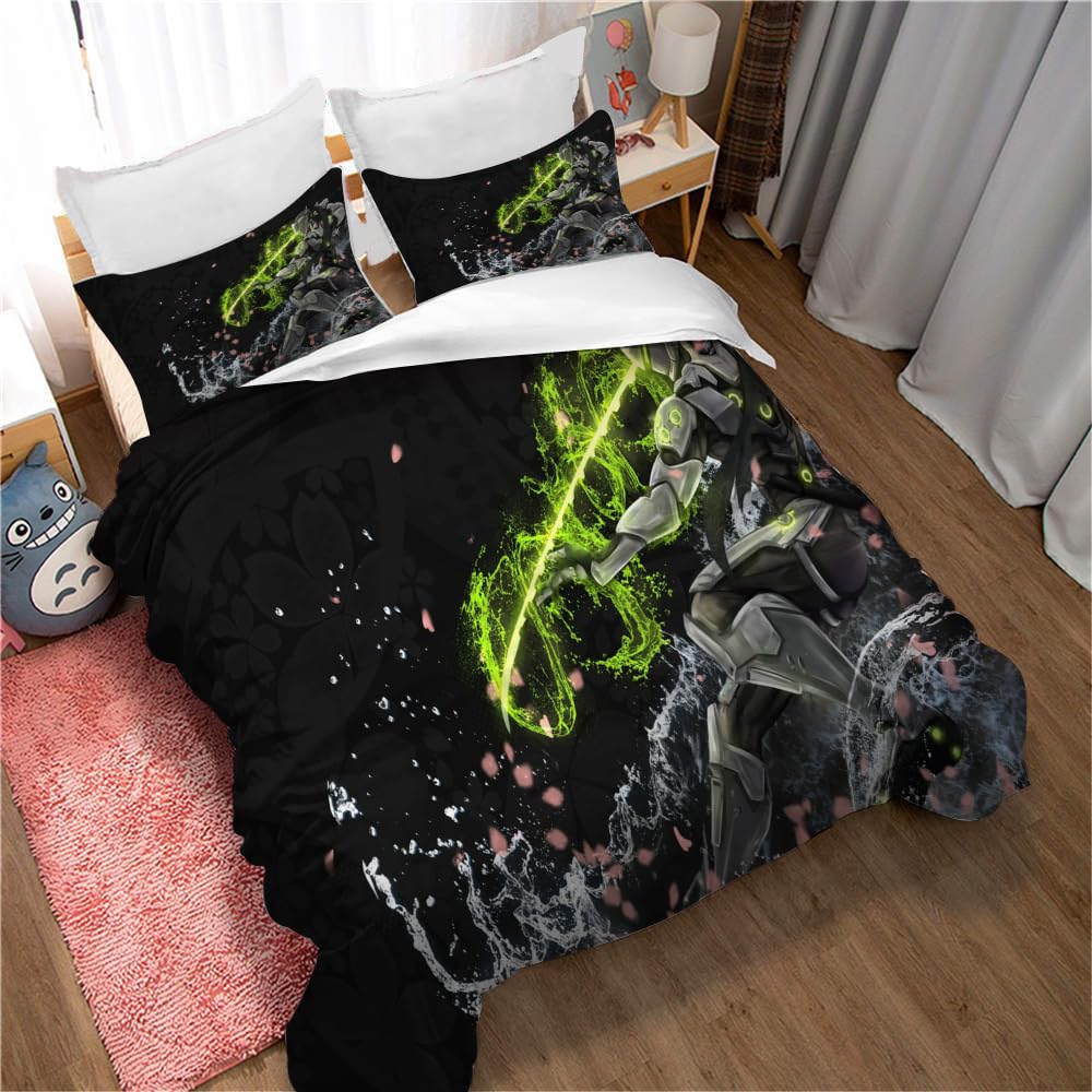 Ste-X Genji 04 Duvet Cover Kids Genji Bedding Set 220X240cm Bedroom Decor With 2 Pillowcases (135X200cm(Single),)