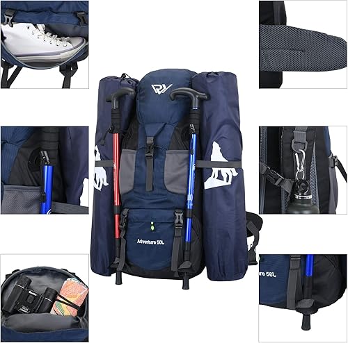 Miniatura 2 de Russel Molly - Morral de senderismo. Morral ligero para acampar, con impermeabilidad 50L para uso al aire libre.