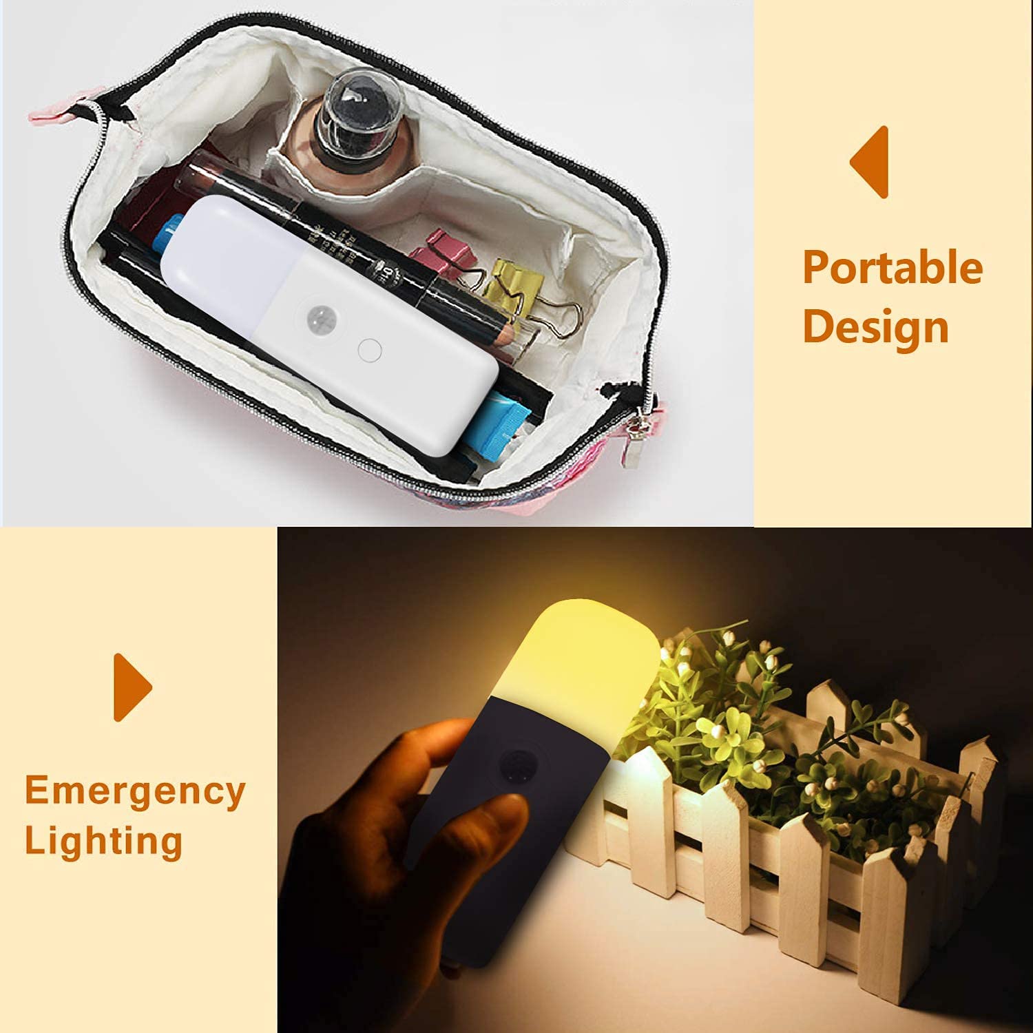 ZOESON Luci Notturne,Lampada da Comodino,Sensore Movimento,Regolabile Luminosità, Ricaricabile USB,2000mAh Batteria per Armadio Scale Camera Da Letto Corridoio (3-PACK