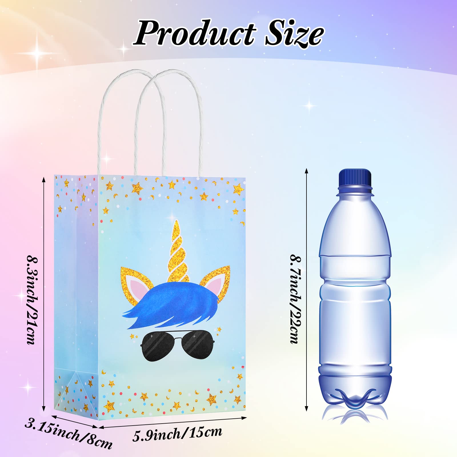 Gersoniel 16 Pcs Unicorn Party Favor Bags with Handles Unicorn Gift Goodie Treat Bags for Birthday Party Favors Supplies(For Girls and Boys, 8.27 x 5.9 x 3.15 Inch)