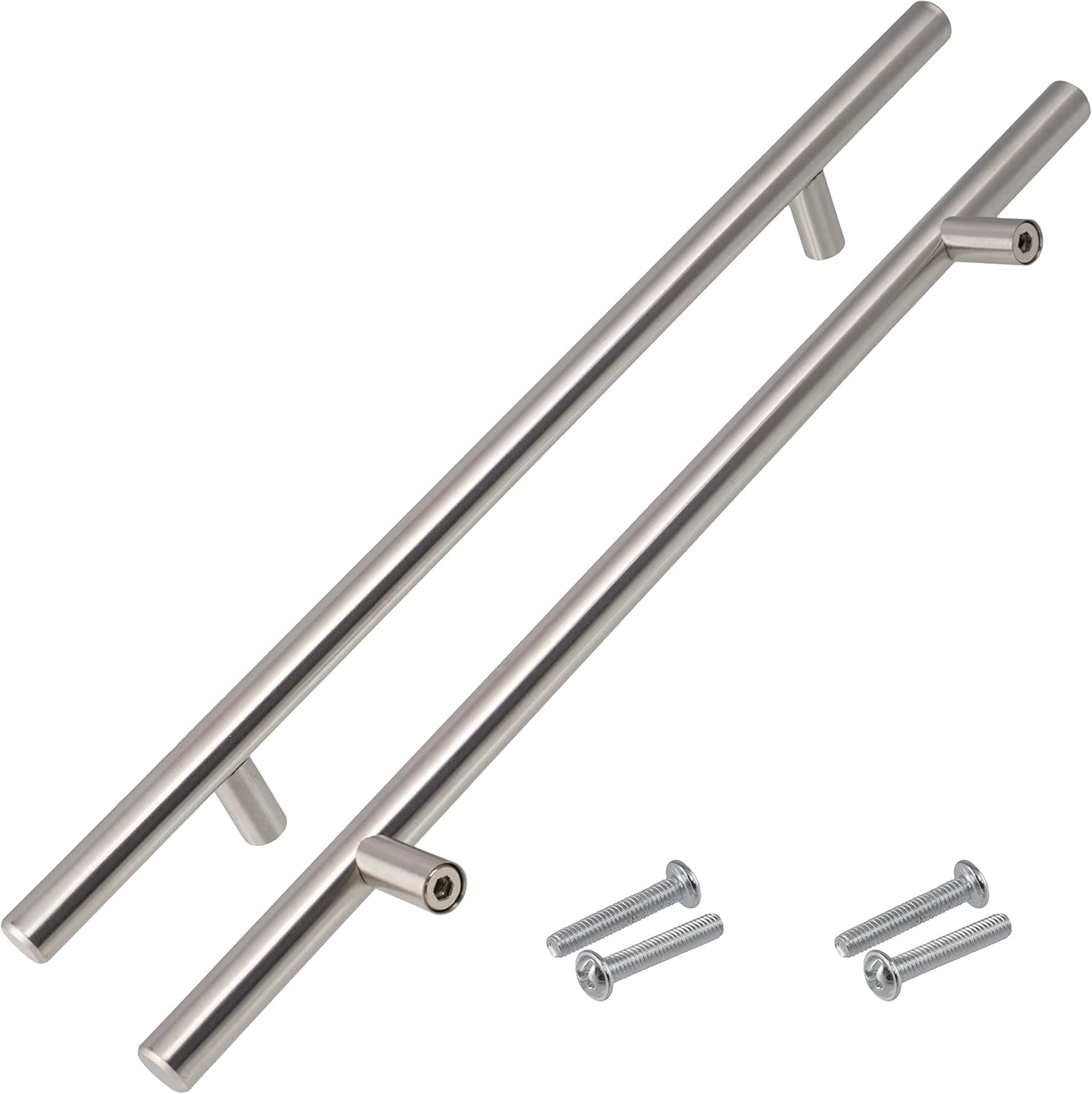 AERZETIX - C64362 – Set of 2 Furniture Handles Wheelbase 192 mm – Door Cupboard Drawer Interior Decoration Kitchen Living Room Assembly – Metal – Brushed Silver Finish