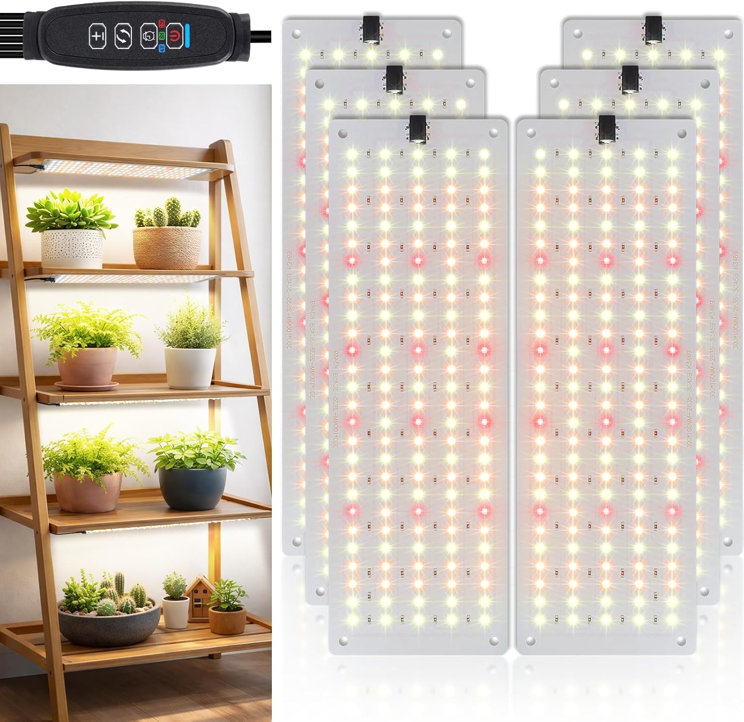 LBW Plant Grow Light, 810 LEDs Full Spectrum Plant Lights for Indoor Growing, Ultra-Thin Panel Grow lamp for Under Cabinet Plant，4/8/12H Timer, 3 Lighting Modes, 10 Dimmable Levels, 6 Packs