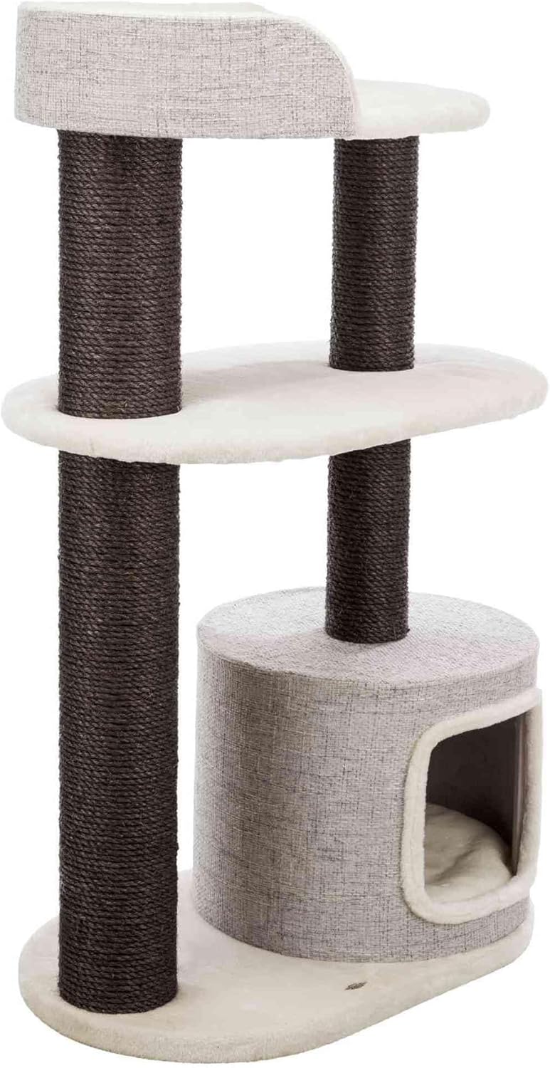 review TRIXIE Cara 49.5-in Cat Tower, Sisal Scratching Posts, Cat Tree with Condo, Platforms, Removable Cushion, Gray