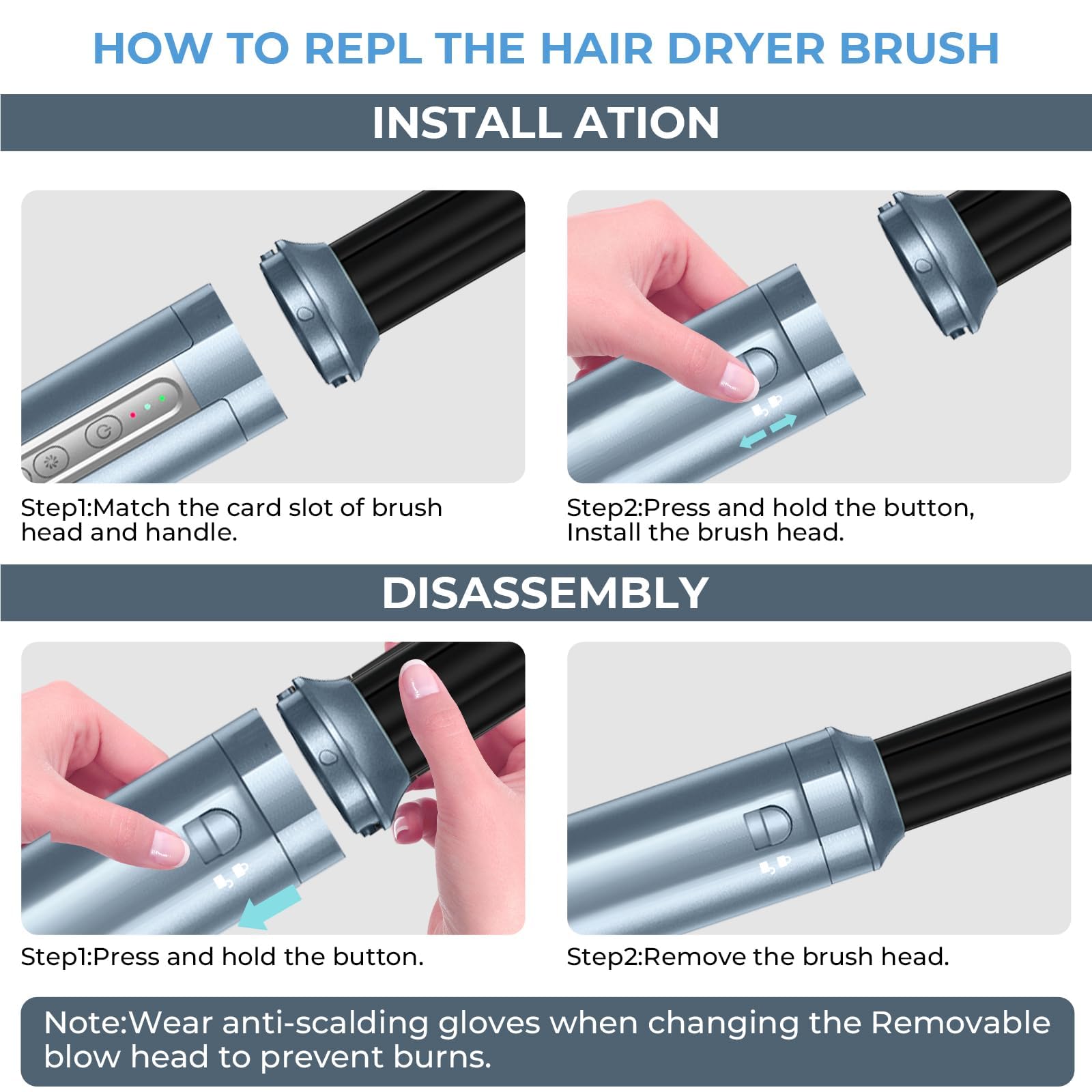 Hair Dryer Brush, Blow Dryer Brush with Attachments,110000 RPM Curly Twist 6 in 1 Air Style, Professional Ionic Hair Styling Tool, Left & Right Air Curler, Volumizer 8