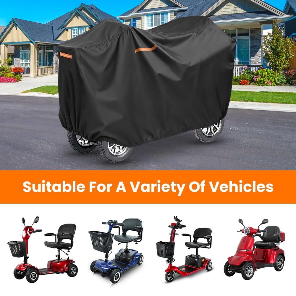 AOOSA Mobility Scooter Covers 124x58x99CM, with Storage Bag 210D Oxford Fabric Anti Dust Waterproof Bird Droppings UV-resistant for Most 3 or 4 Wheels Mobility Scooters — view 8