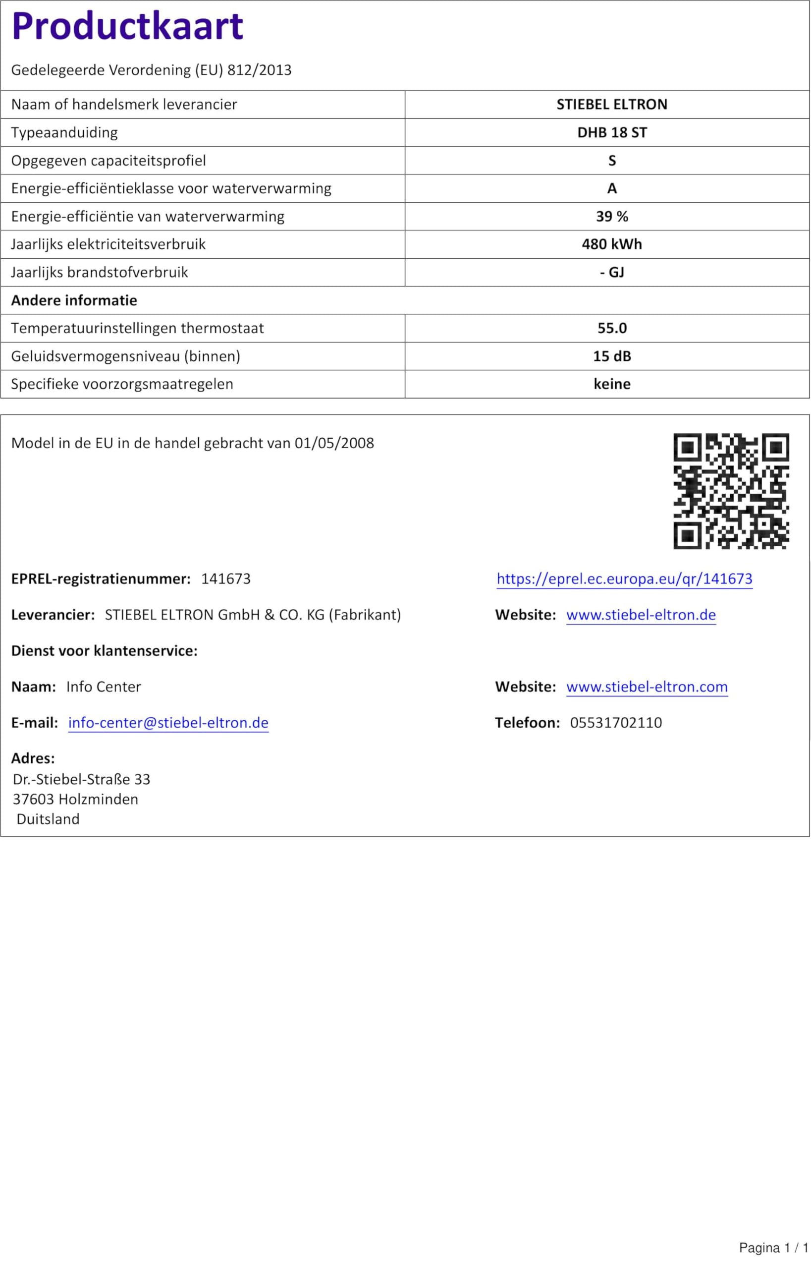 STIEBEL ELTRON elektronisch gesteuerter Durchlauferhitzer DHB 18 ST, 18 kW, druckfest, 3 Anwendungssymbole, 227608