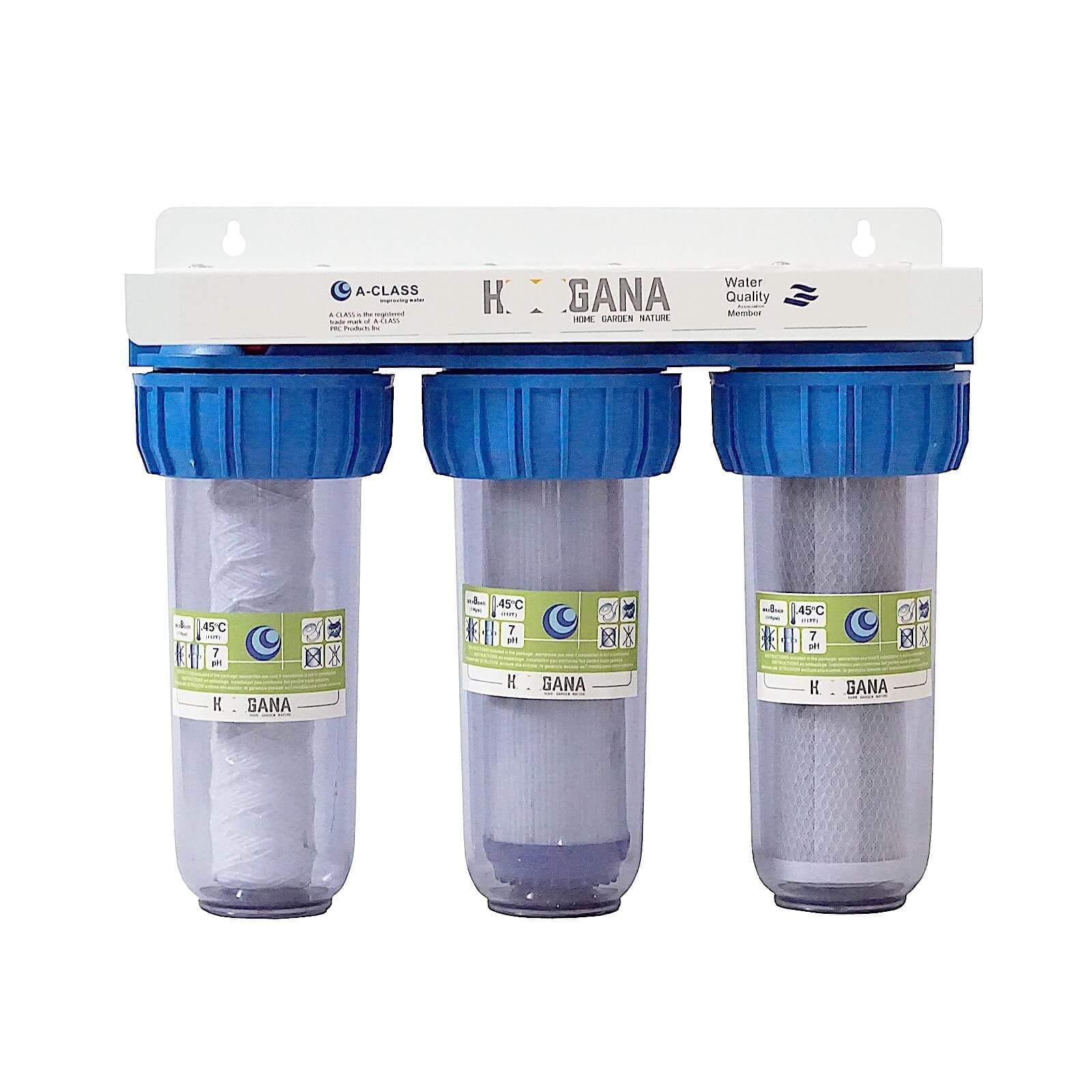 A-CLASS 10" 3-Stufen Wasserfilter System für Hauswasser Zisterne Brunnen Pumpe Hauswasserwerk 1/2" Zoll