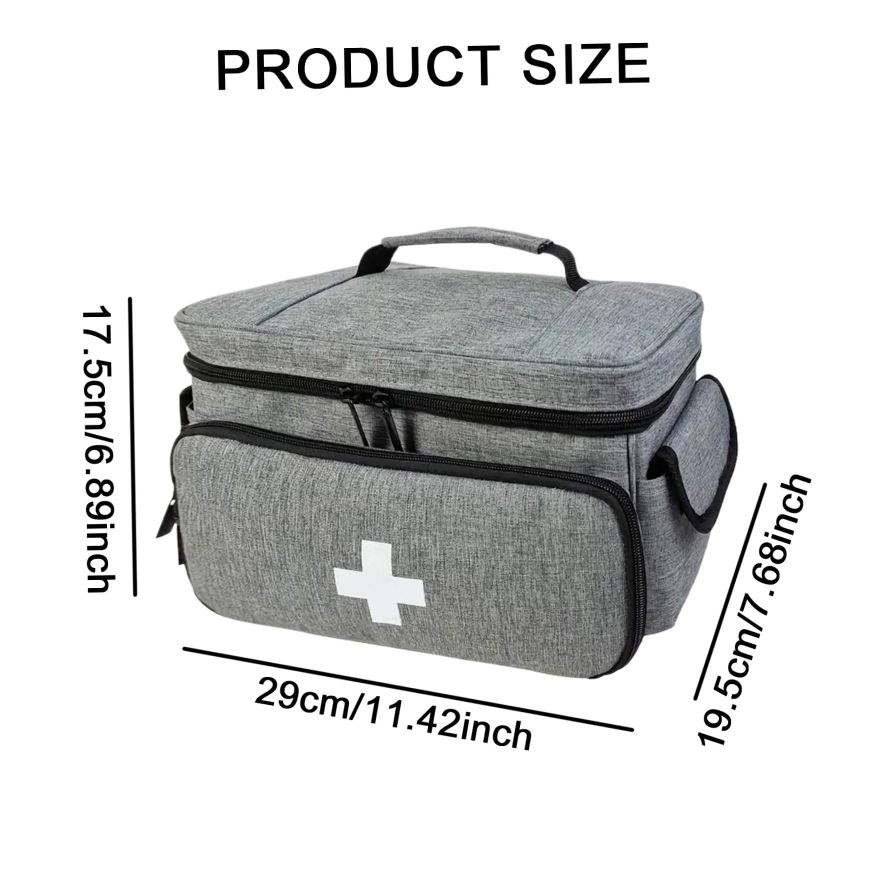 Leere Erste-Hilfe-Tasche, wasserdichter Erste-Hilfe-Organizer mit mehreren Taschen und Reißverschluss-Versorgungstasche mit Tragegriff oben für Zuhause, Büro, Auto, Reisen, Outdoor