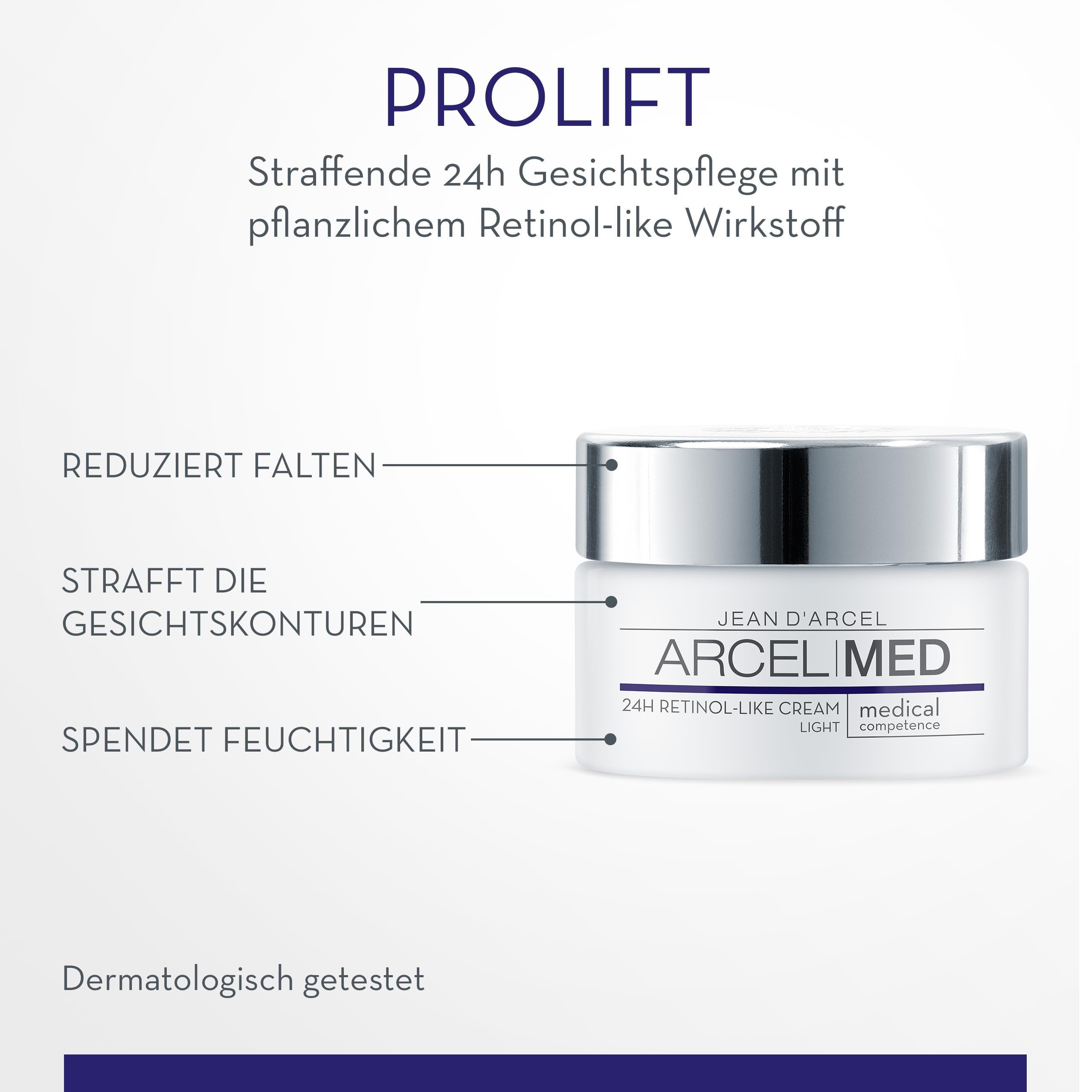 JEAN D'ARCEL ARCELMED Straffende Anti-Aging 24h Gesichtscreme - 24h Retinol-like Cream light 50 ml - Reduziert Falten - Strafft Konturen & - Durchfeuchtet das Gesicht