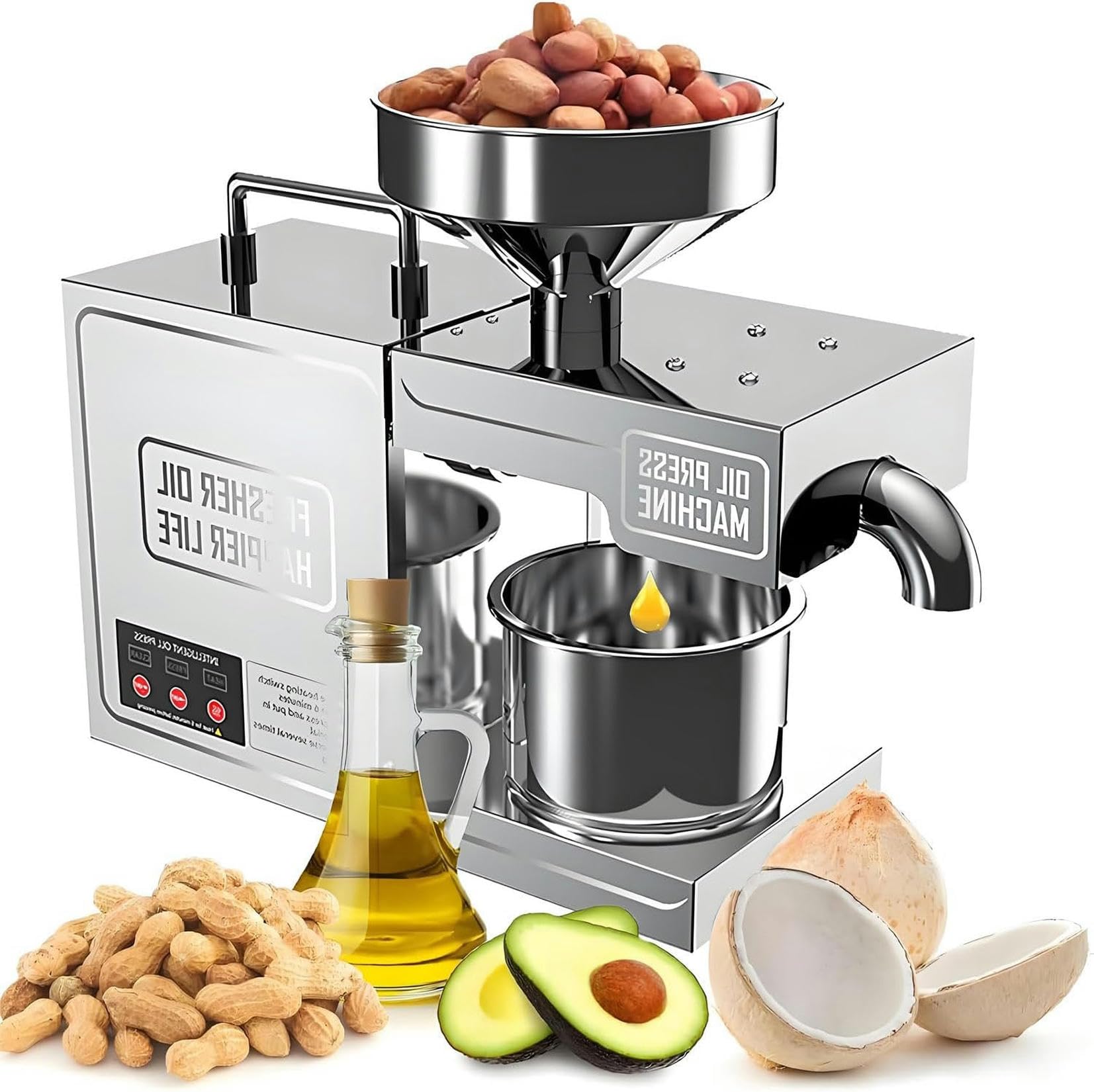 Extracteur d'huile électrique robuste en inox pour noix et cacahuètes