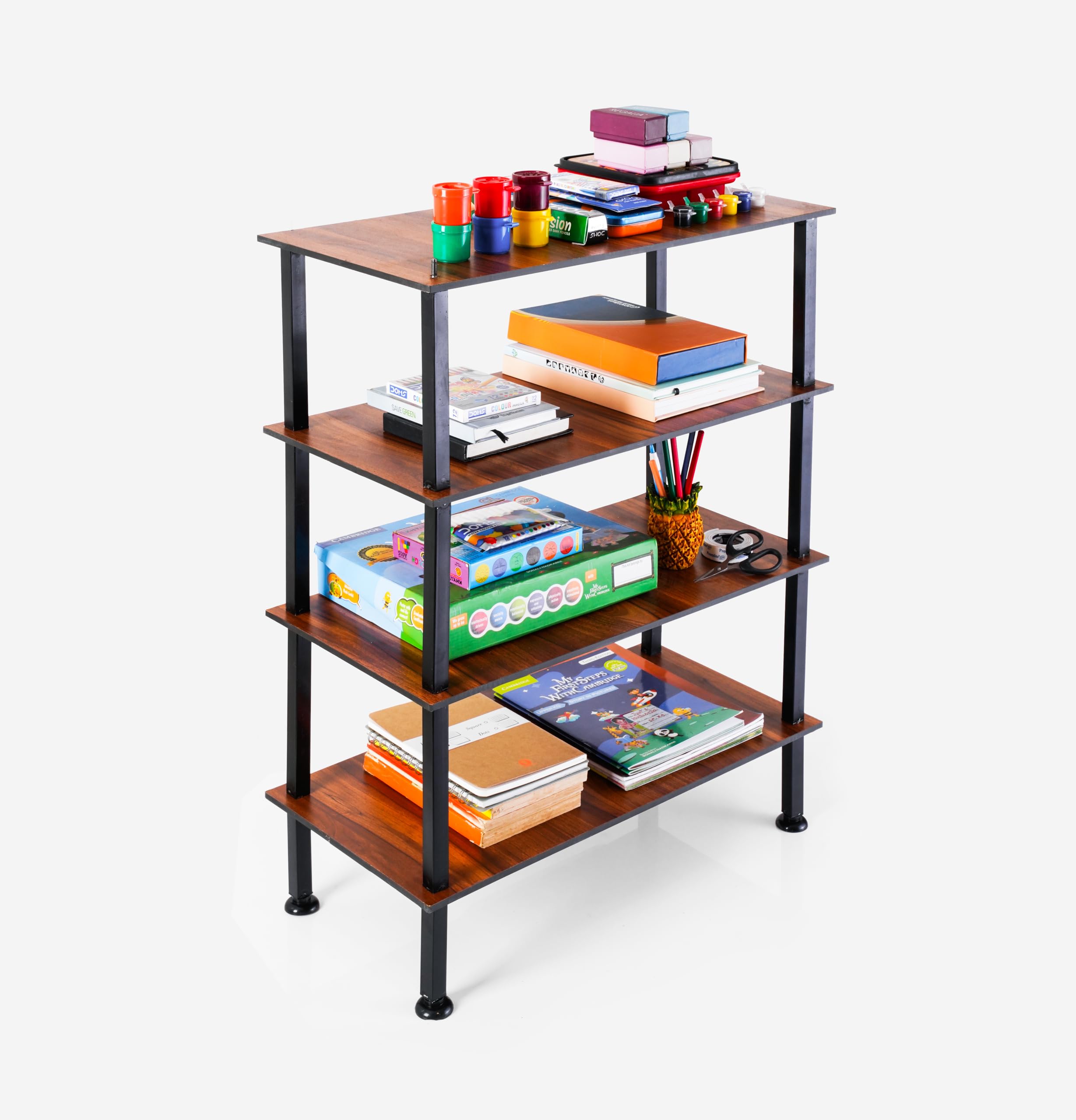 Heavy-Duty Metal and Wood Rack for Bookshelf, Shoe Rack, or Wardrobe, Perfect for Multipurpose Use (4 Shelves)-image-40