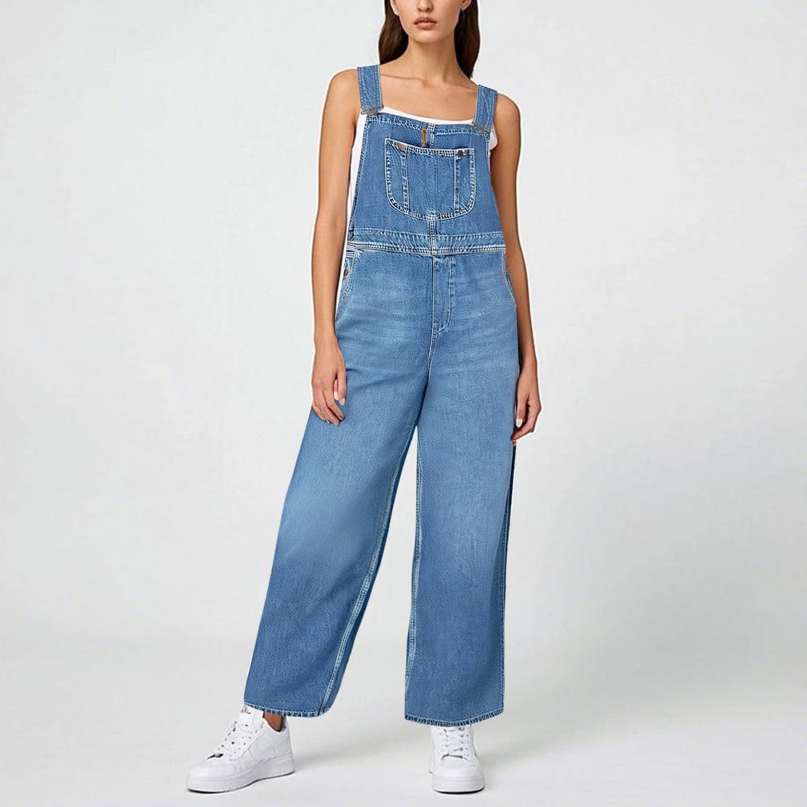 Salopette Donna Jeans Pantalone Eleganti Tuta Wide Leg Incinta Pantaloni Intera Jumpsuit Premaman Leggeri Curvy Lunga Baggy Lavoro