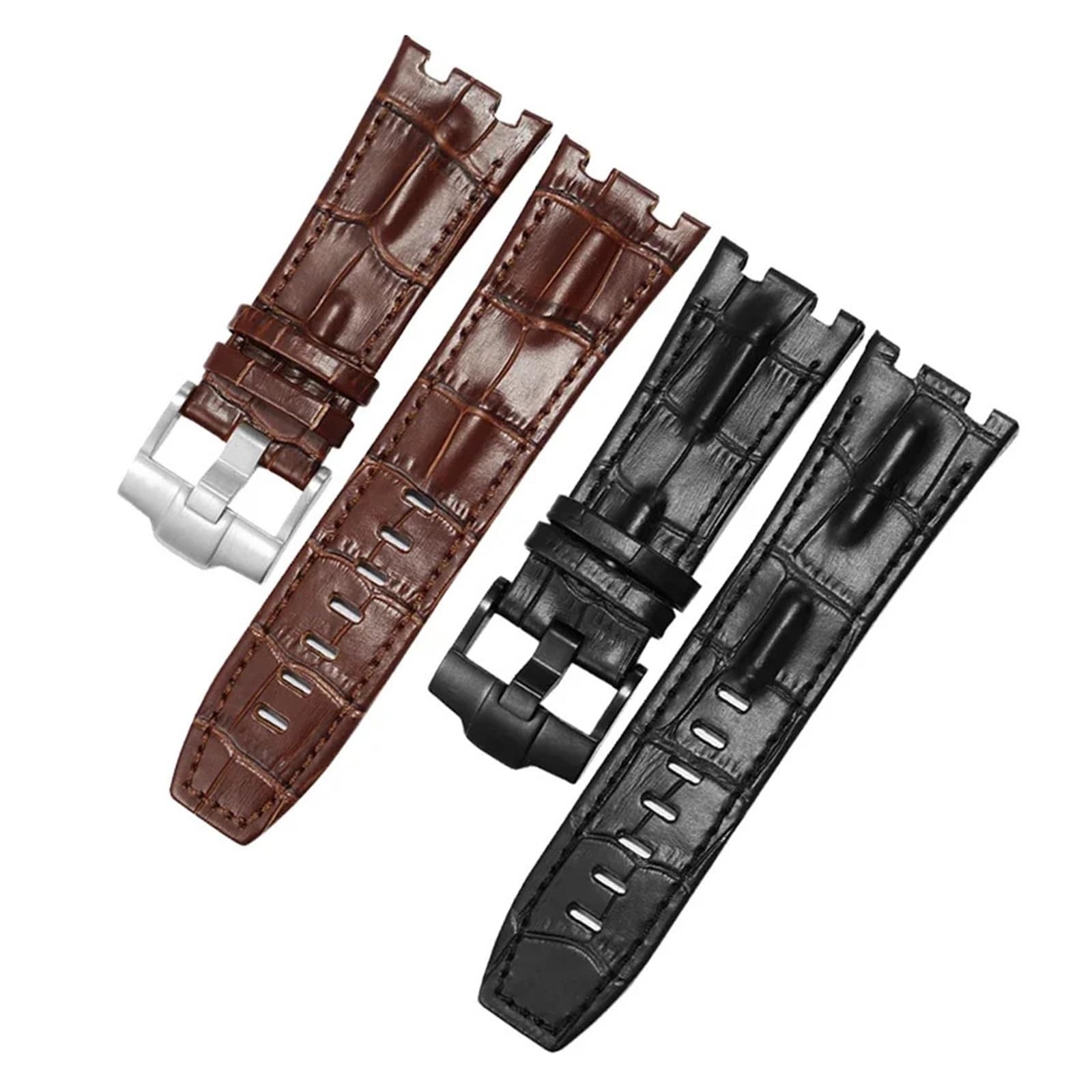 YINGO Pasek Do Zegarka Z Prawdziwej Skóry Kompatybilny AP 15703 Royal Oak Offshore Series 28mm Czarny Brązowy Niebieski Akcesoria Zegarków Mężczyźni