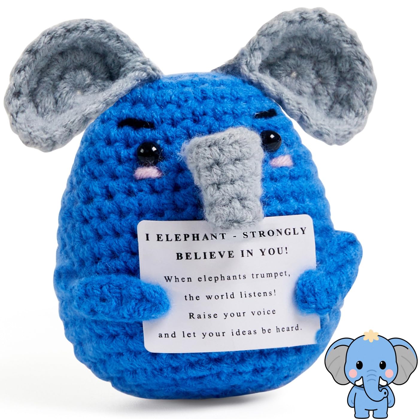 AWARDSEN Elephant Emotional Support crochet Elephant Positive Crochet Animals Positive Gifts Cute Stuff Elephants Gifts for Women Men