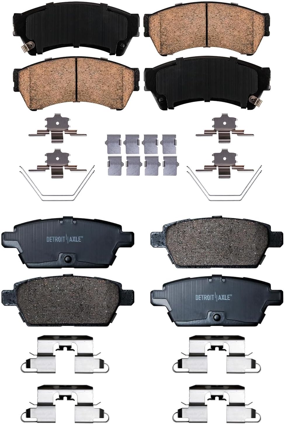 Detroit Axle - Brake Pads for Ford Fusion Mazda 6 Lincoln MKZ Zephyr | Mercury Milan, Front & Rear Ceramic Brake Pads Kit Replacement