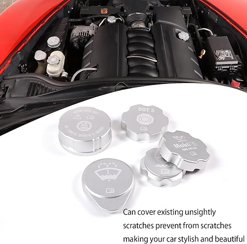 Miniatura 2 de Lcojicep Tapa de aceite del motor, tapa de radiador, tapa de arandela, tapa de líquido de freno, compatible con Chevrolet Corvette C6 2005-2013,