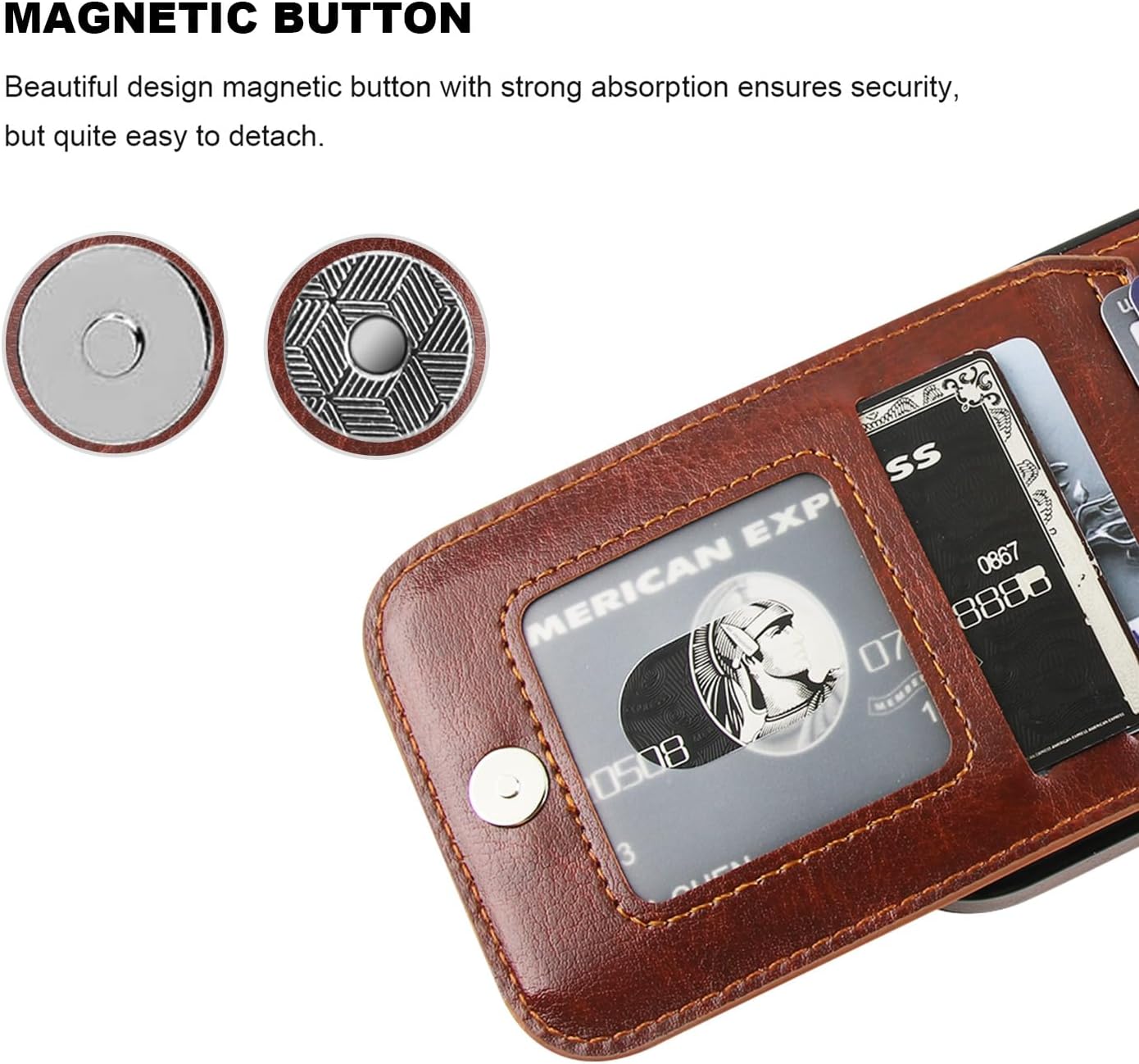 KIHUWEY Compatible with iPhone 17 Case Wallet with Credit Card Holder, Flip Premium Leather Magnetic Clasp Kickstand Heavy Duty Protective Cover for iPhone 17 6.3 Inch (Brown) - Image 7