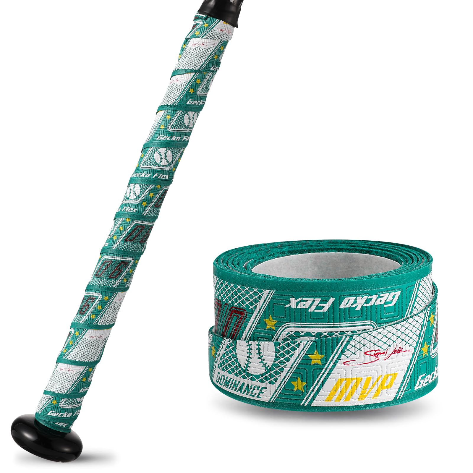 Photo 1 of 1.1mm Bat Grip Tape, Greek Key Double-Stamping Textured, Baseball & Softball Bat Tape for All-Weather Performance, Non-Slip, Precut for Easy Install