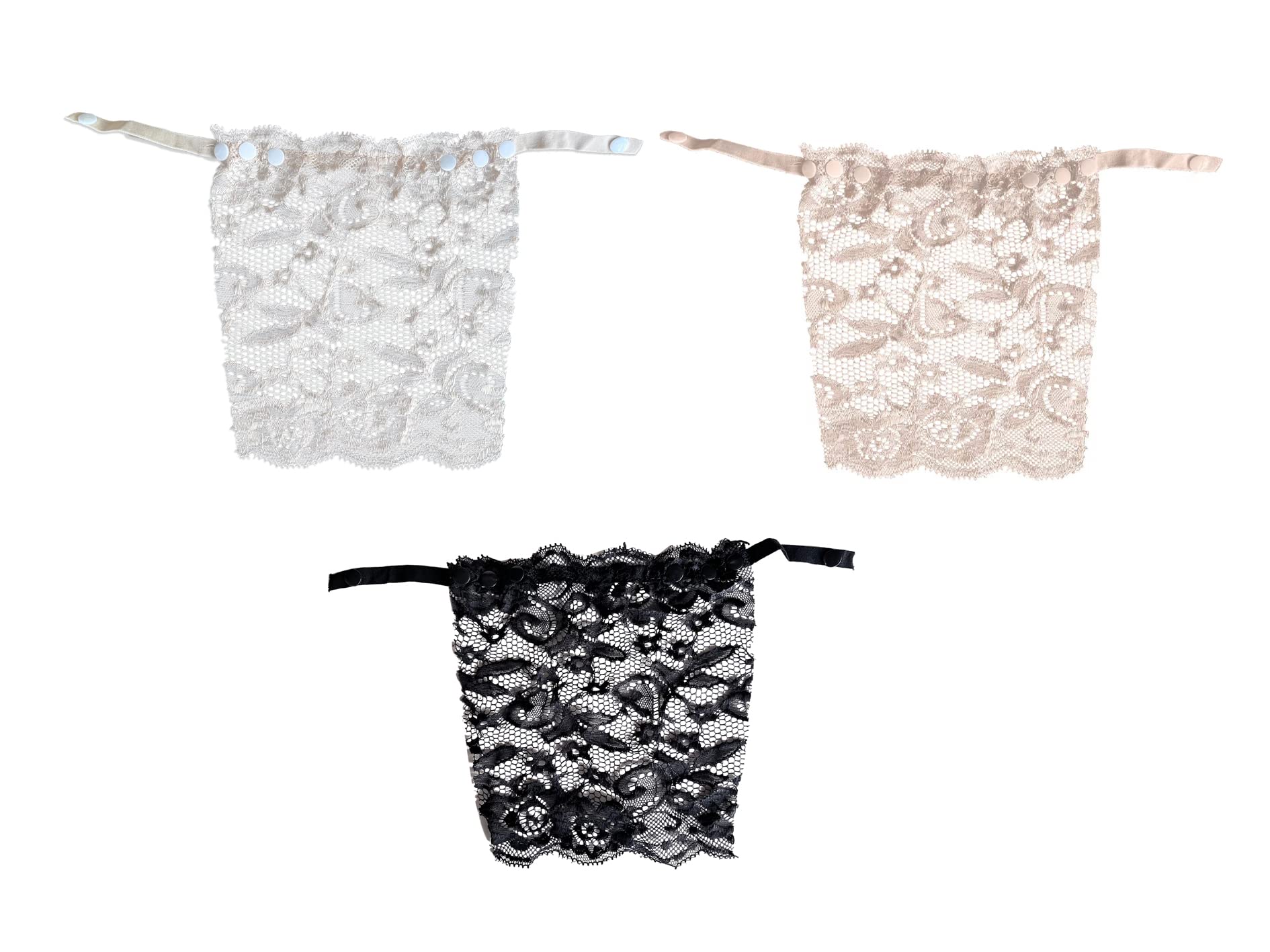 EVNOI3 Pcs Lace Privacy Invisible Bra, Camisole Clip-on Cleavage Cover, Mock Camisole Bra Insert Overlay Modesty Panel Vest (Flower)