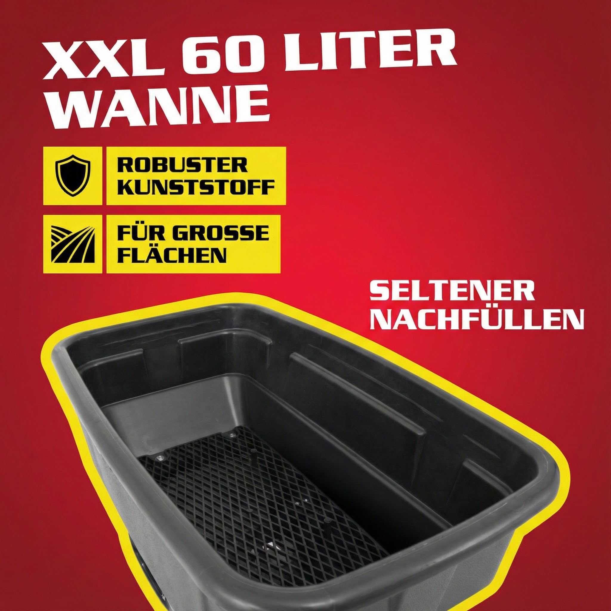 HECHT Ganzjahres Streuwagen 60 L – Düngerstreuer & Salzstreuer | Schleuderstreuwagen mit 3,5 m Streubreite – Rasendüngerstreuer für Sommer, Winter, Garten, Rasen und Gehwege