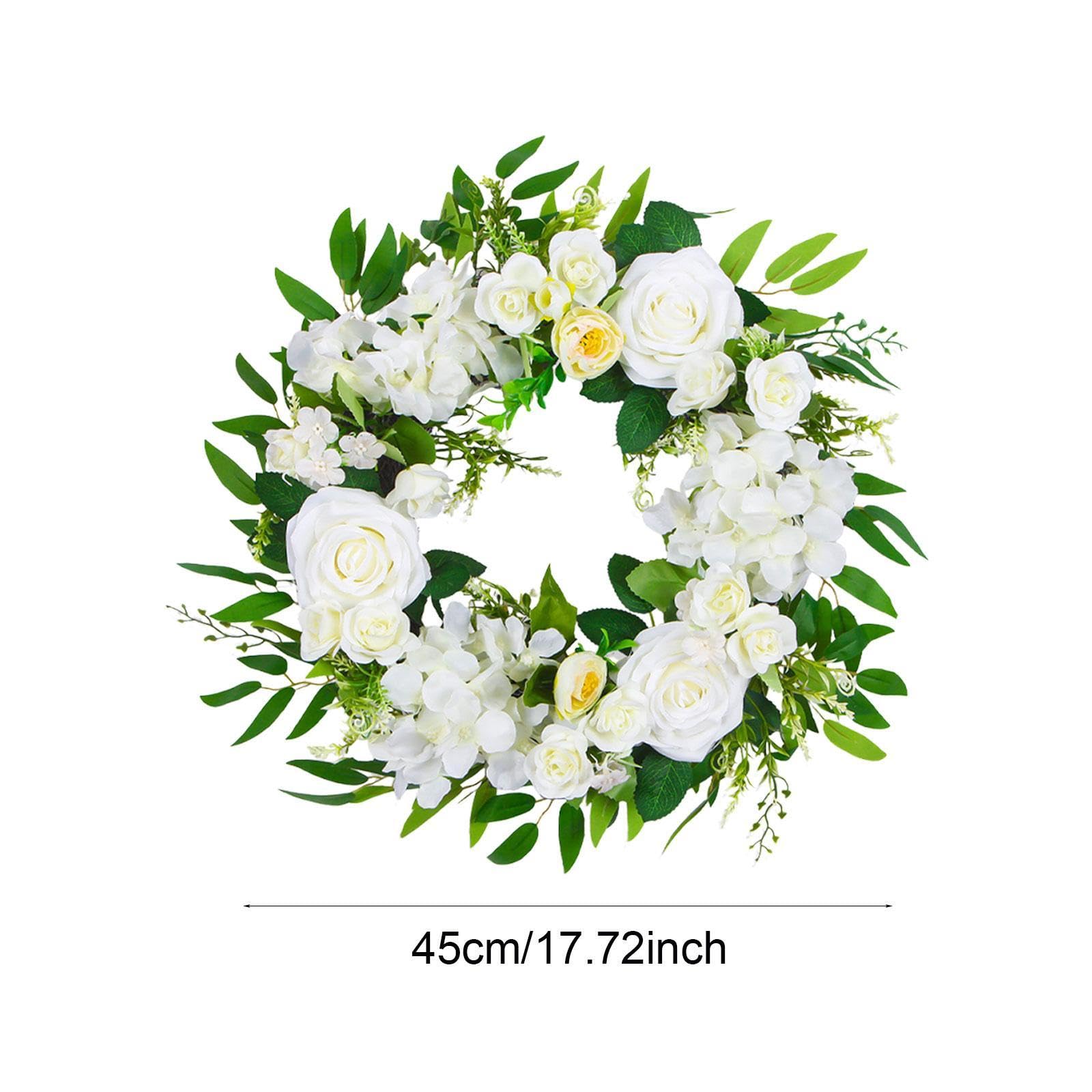 Milageto Ghirlanda Porta Anteriore Artificiale Decorazione Ornamento Sospeso Primavera Tessuto Pp Riutilizzabile Centrotavola Adatta per, Bianco