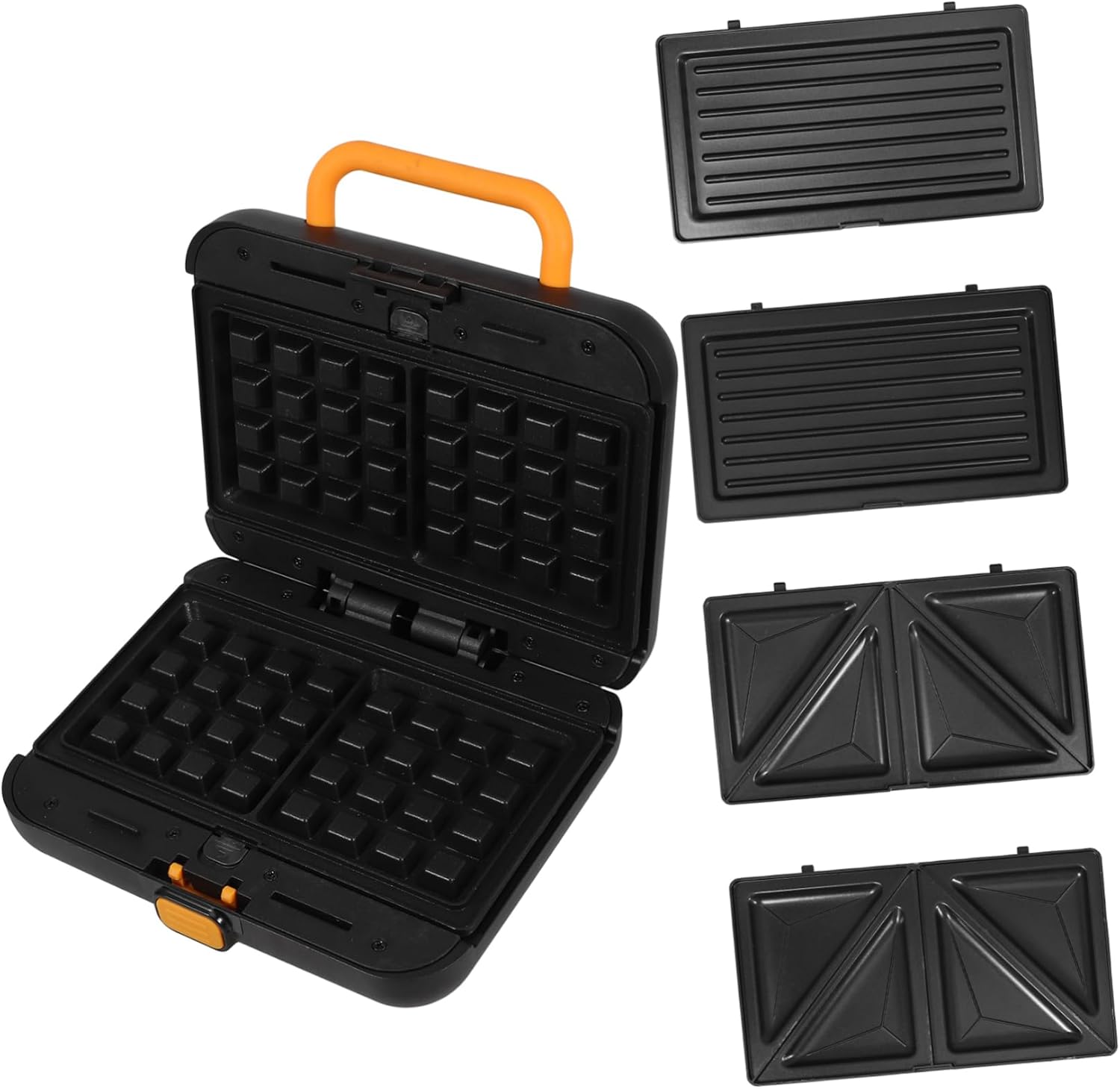 1set Non-stick Waffle Maker and Breakfast Machine Interchangeable Plates Compact Kitchen Sandwich Toaster for Versatile Cooking and Easy Cleaning Us