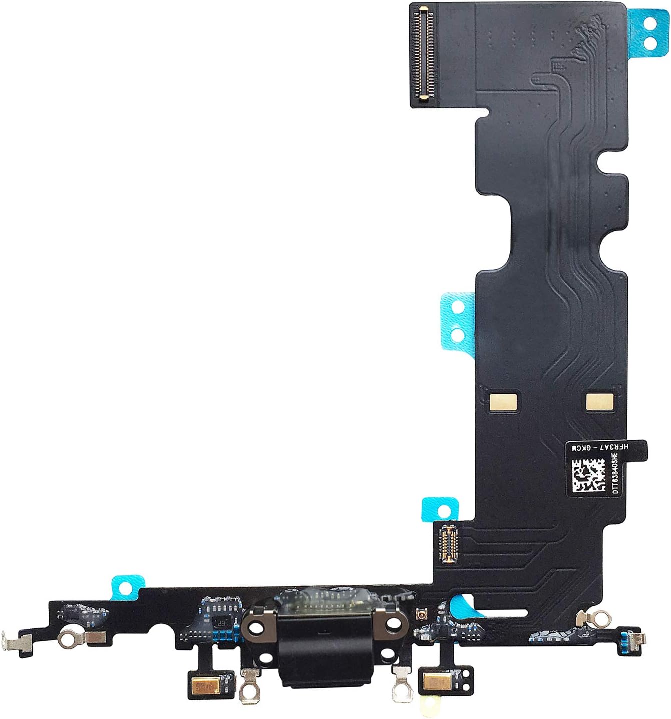 OEM Charging Port Dock Connector Flex Cable + Microphone + Cellular Antenna + Vibration Motor Connector Replacement Part Compatible for iPhone 8 Plus All Carriers (Black)