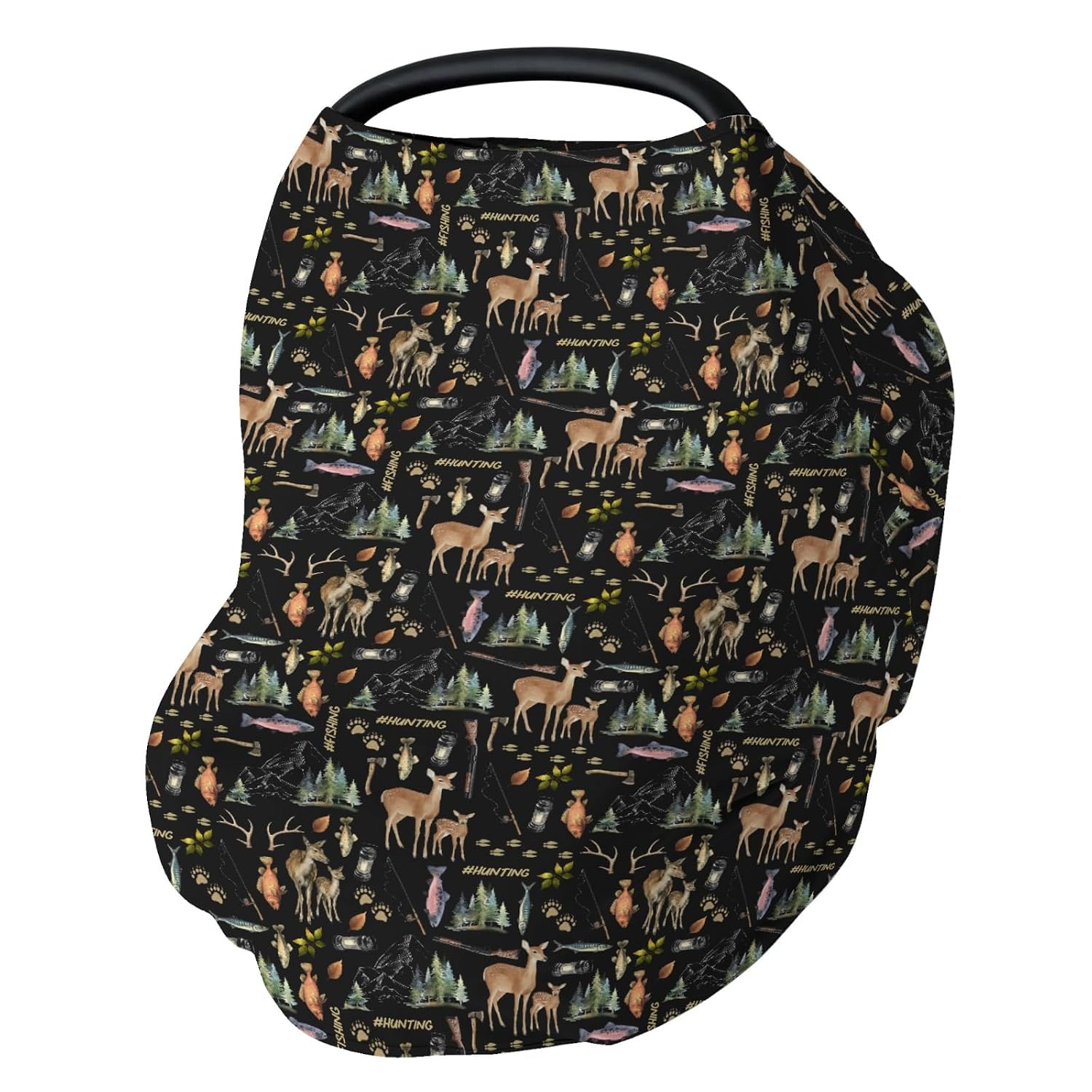 Green Hunting Deer Hunting Duck Baby Car Seat Covers Dog Hunter Stretchy 5-in-1 Cover Hunting Animals Lover Gift Adjustable Infant Carseat Canopy Cover Elk Duck Hunter Breathable Nursing Cover-Up
