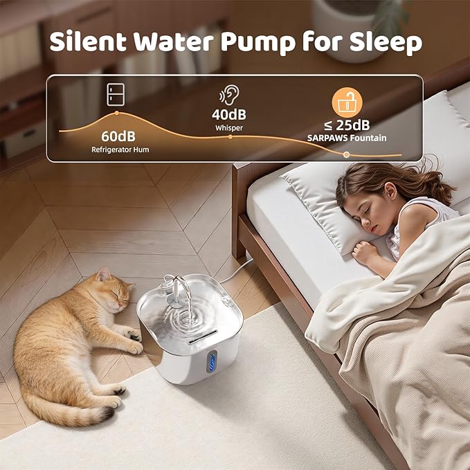 Fuente de Agua para Gatos SARPAWS Acero Inoxidable, 2.2L miniatura 4