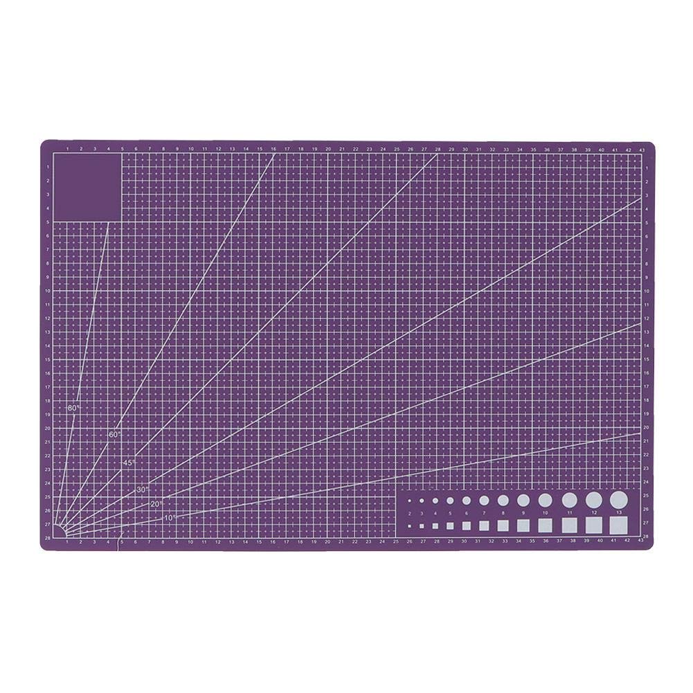 Hztyyier Double SidedGridded Lines Cutting Board, A3 Self Healing PVC Cutting Mat for Art Craft Fabric, Quilting, Sewing Scrapbooking(Purple) Office Supplies
